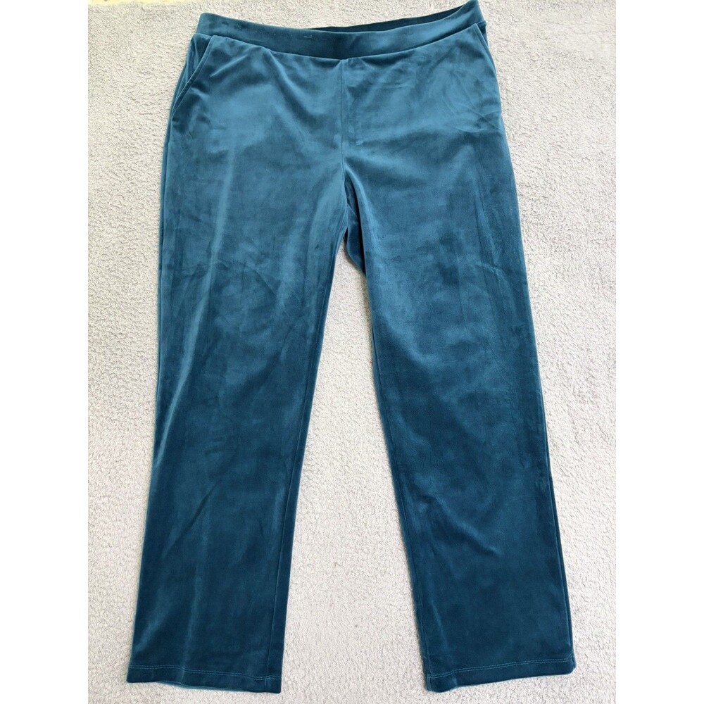 Chicos Zenergy Velour Pinktuck Pants Size 3 US 16/18 Green Ankle Pull On (XL)